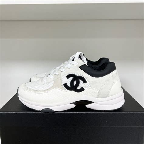 chanel trainers black white|Chanel runners women.